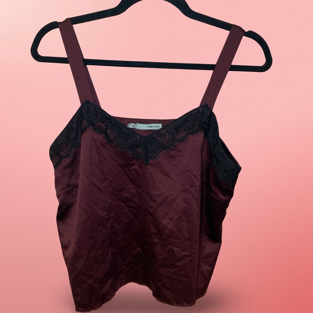 Maurices Deep Burgundy Cami with Lace Detail